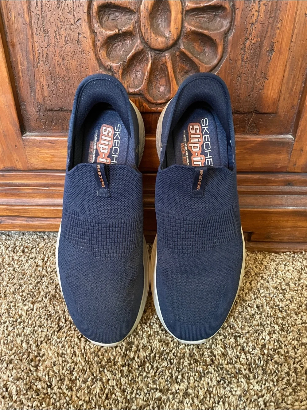 Skechers Navy Slip-On Men's Athletic Sneakers
